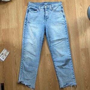 Old Navy Light Blue Straight-Leg Jeans with Raw Hem